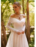 Off Shoulder Ivory Glitter Tulle Sexy Wedding Dress